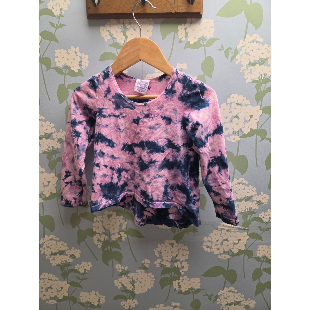 Groovy Blueberry Kids Pink Navy Tie Dye Long Sleeve Cotton Shirt Top
